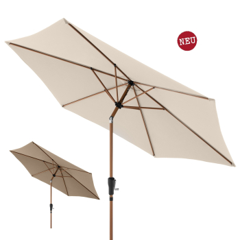 Doppler Kurbelschirm LIFE WOODSTYLE Lift 305cm Mast 38mm Holzoptik Knicker