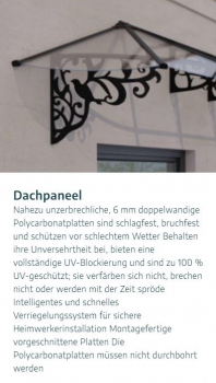 Palram-Canopia Vordach Lily XL 2642 268x88cm 4mm Acryl Aluminium schwarz