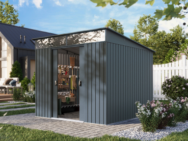 Preview: Pergart Pultdach Gerätehaus Lübeck 88 BxTxH 239x236x202cm 5m² Anthrazit