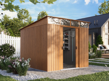 Pergart Pultdach Gerätehaus Lübeck 88 BxTxH 239x236x202cm 5m² Holzoptik