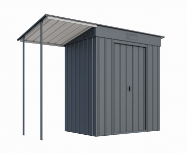 Globel Metall Gerätehaus Skillion 64 + Schleppdach BxTxH 263x124x199cm Anthrazit