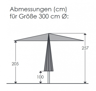 Schneider Sonnenschirm Malaga 300cm Seilzug Stock 48mm Holzoptik PES anthrazit