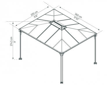 Palram-Canopia Alu Pavillon Martinique 3600 360x296cm 6mm Polycarbonat grau