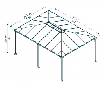 Palram-Canopia Alu Pavillon Martinique 5000 493x359cm 6mm Polycarbonat grau