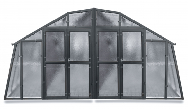 Vario Stahl Gewächshaus Maxi 12 Nörpelglas 4mm BxL 426x1200cm 51m² anthrazit