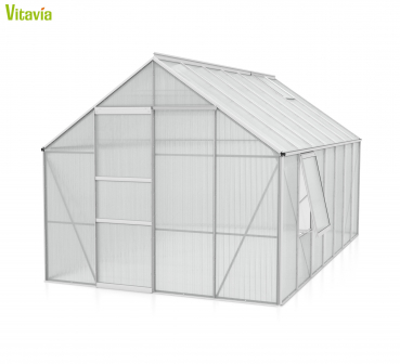 AKTION Vitavia Gewächshaus Meridian 1 11500 257x445 4mm HKP Alu eloxiert + 2 Dachlüfter