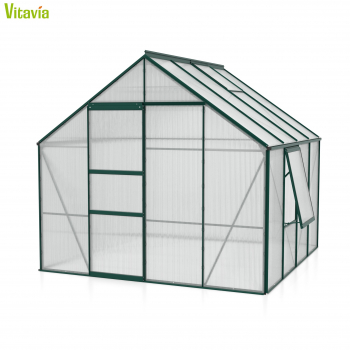 AKTION Vitavia Gewächshaus Meridian 1 6700 257x258 4mm HKP Alu smaragd + 2 Dachlüfter