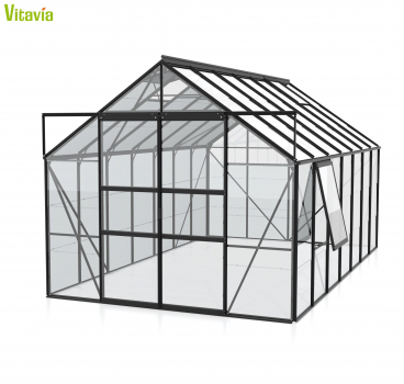 Vitavia Gewächshaus Meridian 2 11500 BxTxH 257x445x232cm ESG Glas Alu schwarz