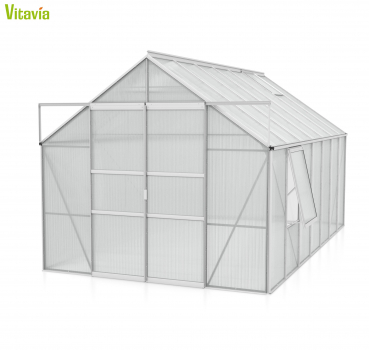 AKTION Vitavia Gewächshaus Meridian 2 11500 257x445 6mm HKP Alu eloxiert + 2 Dachlüfter