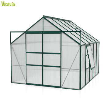 AKTION Vitavia Gewächshaus Meridian 2 8300 257x321 6mm HKP Alu smaragd + 2 Dachlüfter