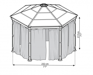 Palram-Canopia 6tlg. Moskito Vorhänge-Set für Pavillon Monaco / Roma mit Reißverschluss