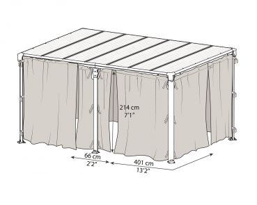 Palram-Canopia Moskitonetze für Pavillon Martinique 3.6x5 + Milano 3x4