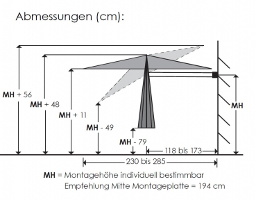 Schneider Aluminium Wandschirm MURO 250cm anthrazit + Schutzhülle