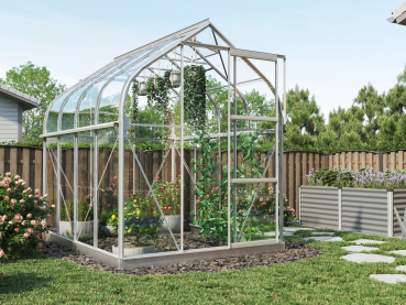 Preview: SET Vitavia Gewächshaus Orion 5000 ESG Glas 202x257cm eloxiert + Fundamentsrahmen