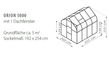 Preview: Vitavia Gewächshaus Orion 5000 ESG Glas BxTxH 202x257x231cm 5m² Alu eloxiert