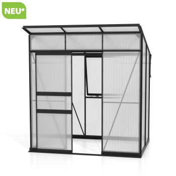 Vitavia Gewächshaus Palma 3250 6mm HKP BxT 196x167 Alu schwarz + Fundamentsrahmen