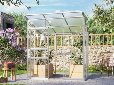 Vitavia Gewächshaus Palma 3250 ESG/HKP BxT 196x167 Alu eloxiert + Fundamentsrahmen