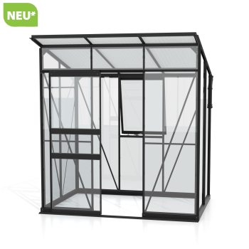 Vitavia Gewächshaus Palma 3250 ESG/HKP BxT 196x167 Alu schwarz + Fundamentsrahmen