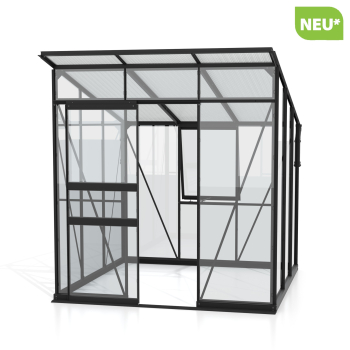 Vitavia Gewächshaus Palma 4450 ESG/HKP BxT 196x229 Alu schwarz + Fundamentsrahmen