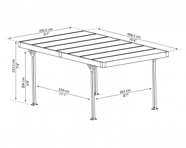 Palram-Canopia Carport PALMA 5000 (293x497cm) Alu grau Polycarbonat grau