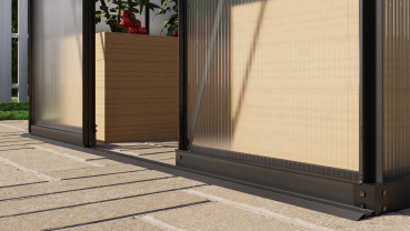 Vitavia Gewächshaus Palma 3250 ESG/HKP BxT 196x167 Alu schwarz + Fundamentsrahmen