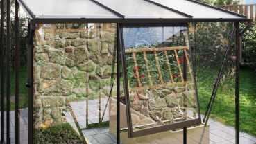 Vitavia Gewächshaus Palma 3250 ESG/HKP BxT 196x167 Alu schwarz + Fundamentsrahmen