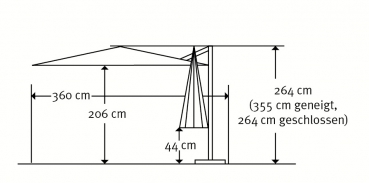 Schneider SET Ampelschirm Rhodos Twist 300x300cm silbergrau + Ständer + Hülle