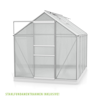 SET Vitavia Gewächshaus Comet 5000 4mm HKP 195x257cm eloxiert + Fundamentsrahmen