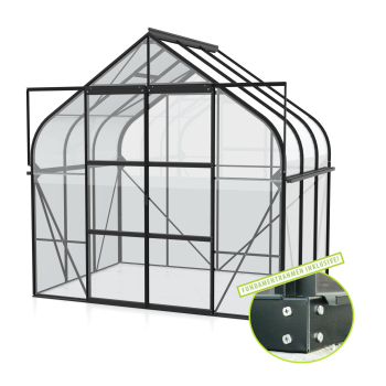 SET Vitavia Gewächshaus Diana 5000 ESG BxT 264x195cm schwarz + Fundamentsrahmen