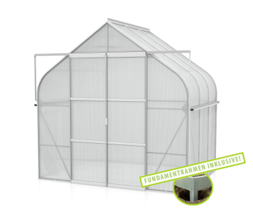 SET Vitavia Gewächshaus Diana 5000 4mm HKP 264x195cm eloxiert + Fundamentsrahmen