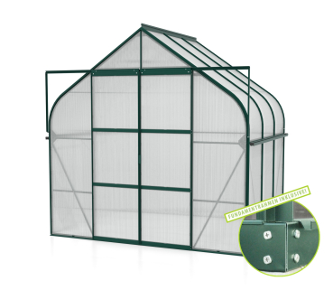 SET Vitavia Gewächshaus Diana 5000 4mm HKP 264x195cm smaragd + Fundamentsrahmen