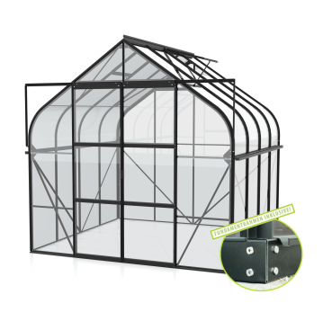 SET Vitavia Gewächshaus Diana 6700 ESG BxT 264x258cm schwarz + Fundamentsrahmen