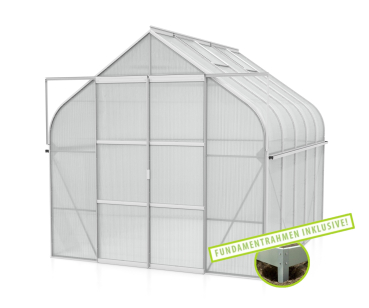 SET Vitavia Gewächshaus Diana 8300 4mm HKP 264x321cm eloxiert + Fundamentsrahmen