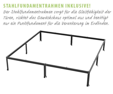 SPARSET Vitavia Gewächshaus Uranus 6700 ESG Glas 257x258 schwarz + Fundamentsrahmen