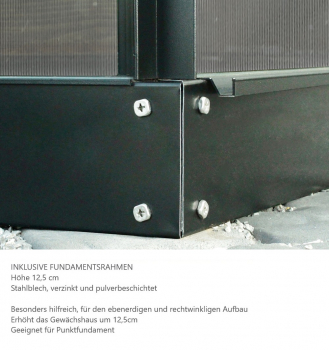 SET Vitavia Anlehngewächshaus Ida 900 BxT 131x69 4mm HKP schwarz + Fundament