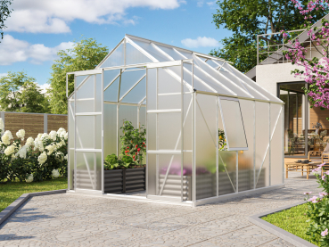 SPARSET Vitavia Gewächshaus Jupiter 8300 HKP 4mm 2,5x3,2 eloxiert + Fundamentsrahmen