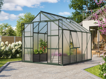 Preview: AKTION Vitavia Gewächshaus Jupiter 8300 257x32 HKP 6mm Alu smaragd + 2 Dachlüfter gratis