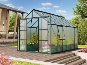 Preview: AKTION Vitavia Gewächshaus Jupiter 9900 257x383 HKP 4mm Alu smaragd + 2 Dachlüfter gratis