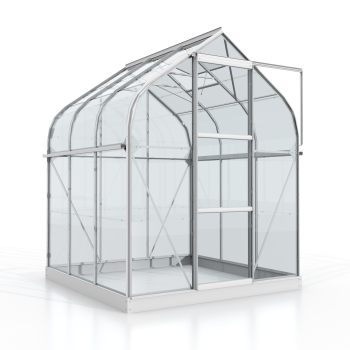 SET Vitavia Gewächshaus Orion 3800 ESG Glas 202x195cm eloxiert + Fundamentsrahmen