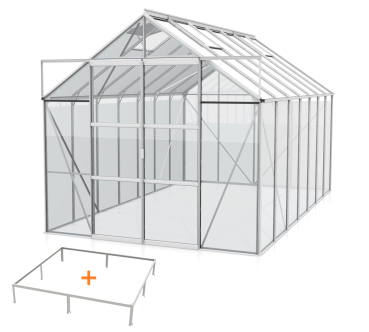 SPARSET Vitavia Gewächshaus Uranus 11500 ESG Glas 2,5x4,5 eloxiert + Fundamentsrahmen