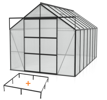 SPARSET Vitavia Gewächshaus Uranus 11500 4mm HKP 257x445 schwarz + Fundamentsrahmen