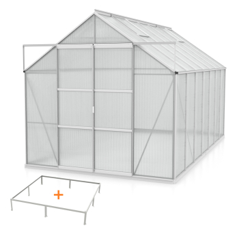 SPARSET Vitavia Gewächshaus Uranus 11500 6mm HKP 2,5x4,5 eloxiert + Fundamentsrahmen