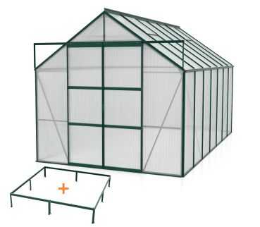 SPARSET Vitavia Gewächshaus Uranus 11500 6mm HKP 257x445 smaragd + Fundamentsrahmen