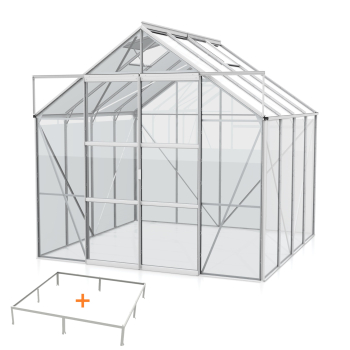 SPARSET Vitavia Gewächshaus Uranus 6700 ESG Glas 2,5x2,5 eloxiert + Fundamentsrahmen