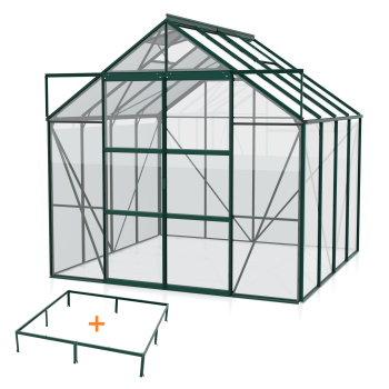SPARSET Vitavia Gewächshaus Uranus 6700 ESG Glas 257x258 smaragd + Fundamentsrahmen