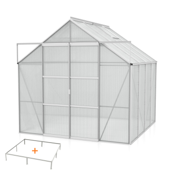 SPARSET Vitavia Gewächshaus Uranus 6700 6mm HKP 2,5x2,5 eloxiert + Fundamentsrahmen