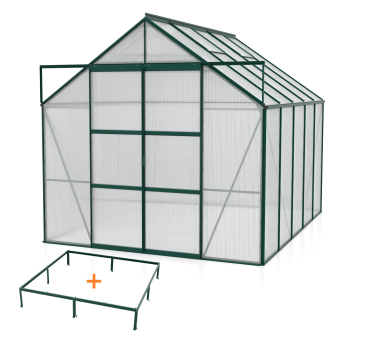 SPARSET Vitavia Gewächshaus Uranus 8300 4mm HKP 257x321 smaragd + Fundamentsrahmen