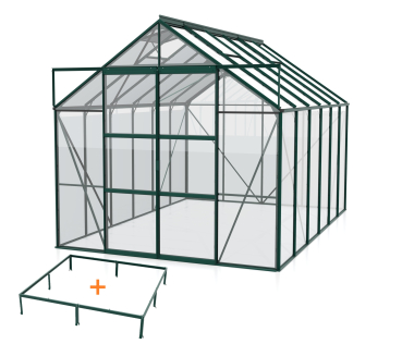 SPARSET Vitavia Gewächshaus Uranus 9900 ESG Glas 257x383 smaragd + Fundamentsrahmen