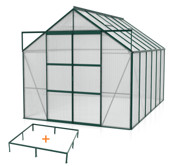 SPARSET Vitavia Gewächshaus Uranus 9900 6mm HKP 257x383 smaragd + Fundamentsrahmen
