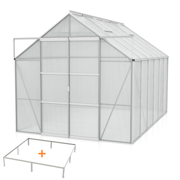 SPARSET Vitavia Gewächshaus Uranus 9900 4mm HKP 2,5x3,8 eloxiert + Fundamentsrahmen